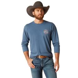 ARIAT Herren MNS Western Geo Fill Ls Tshrt SBL Hthr Hemd, Sailor Blue Heather, Mittel von ARIAT