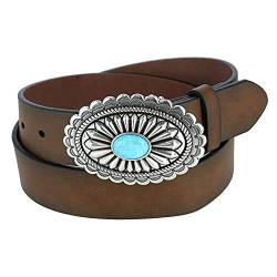 Ariat Women's Distinctive Oval with Turquoise Belt,Brown,M von ARIAT