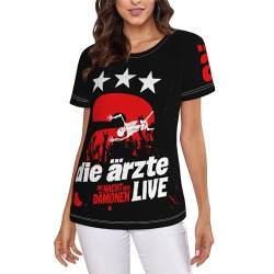 Die Band Arzte 2 Damen T-Shirt Casual Rundhals Kurzarm Lustige Grafik Pullover Tees Bluse für Outdoor Sommer Schwarz, Schwarz , S von ARIOAT