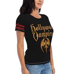 Hollywood Band Vampire (1) Mädchen T-Shirt Casual Rundhals Kurzarm Hip Hop Grafik Pullover Tees Bluse für Outdoor Sommer Schwarz, Schwarz , M von ARIOAT