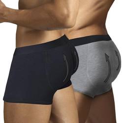 ARIUS Pack 2 Boxer-Unterhose mit Füllung in der hinteren - erweitert das Volumen und die Größe vom Gesäß - Men’s Padded Buttocks - Men's Shapewear - Push UP Herren (S) von ARIUS