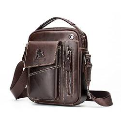 Nefli Herren Umhängetasche Echtes Leder Crossbody Tasche Messenger Bag für Business Büro Arbeit Kaffee von ARKTOS