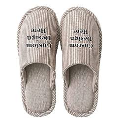 ARLTTH Individueller Hausschuhe Damen Winter Mit Foto/Text Personalisierte Home Plüsch Rutschfeste Drinnen Und Draußen Slipper (Kaffee) von ARLTTH