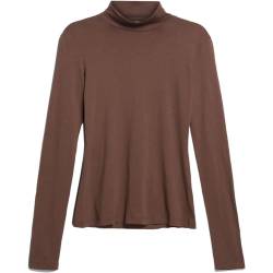 ARMEDANGELS GRAZILIAA Soft - Damen T-Shirt Slim Fit aus Bio-Baumwolle L Deep Brown Shirts Longsleeve Mock-Ausschnitt Fitted von ARMEDANGELS