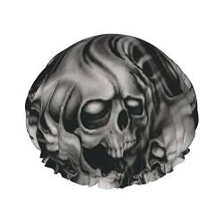 Coole Evil Skull Print Duschhaube für Frauen Wiederverwendbare Doppelschicht Stoff Duschhauben Mädchen Haarkappen von AROONS