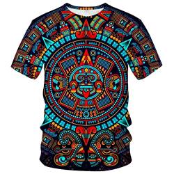 ARORALS Herren Mexiko T-Shirt Sommer Kurzarm Tees Tops Maya-Kultur Thema Sweatshirt Realistisches Grafikhemd, Rot/Ausflug, einfarbig (Getaway Solids), XX-Large von ARORALS
