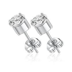 AROWRO 1 Paar Implantat Grade Titan Ohrstecker Set Hypoallergen 5mm Zirkonia Silber Ohrringe für Frauen Mädchen für Männer für empfindliche Ohren von AROWRO