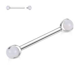 AROWRO 14G Nippel Zunge Brücke Piercing Schmuck Nippel Zunge Ringe Nippel Zunge Schmuck Silber G23 Titan mit Innengewinde Nippel Piercing Set für Frauen 16mm White Rainbow Stone Nippel Piercing von AROWRO