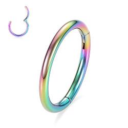 AROWRO 14g Ohrringe Knorpelohrring Hoop Nasenringe Regenbogen Nasenring Hoop Tragus Ohrring Daith Ohrringe Helix Ohrringe 14 Gauge Forward Helix Ohrring Rook Ohrringe 6mm Nose Hoop Snug Ohrringe von AROWRO