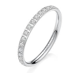 AROWRO 2 mm Damen Titan Ewigkeitsring Zirkonia Verlobungsring Jahrestagsring Ehering für Damen Herren Mädchen Größe 10 Silber von AROWRO