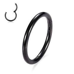 AROWRO Knorpelohrring Hoop 20g Nasenring Schwarze Nasenringe 20 Gauge Helix Hoop Ohrring Vorwärts Helix Ohrring Hoop Daith Ohrringe Tragus Ohrringe G23 Titan Kleine Creolen 6mm Nase Hoop von AROWRO