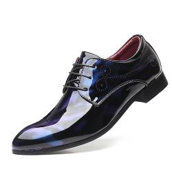 ARPINO Herren Business Schuhe Männlichen Spitzschuhe Oxford Hochzeitschuhe Schnür Lackschuhe Derbyschuhe,Blau,48 EU von ARPINO