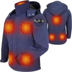 ARRIS Beheizte Jacke Damen Elektrische Heizung Warm Mantel Wasserdicht 7.4V Batteriebetrieben mit 8 Heizbereichen Telefonaufladung für den Winter, blau, 48 von ARRIS