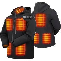 ARRIS Beheizte Jacke für Herren, elektrische Heizung Warmmantel 7,4 V Batterie/8 Heizbereiche/Telefonladung für den Winter Schwarz, Schwarz, XXL von ARRIS