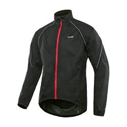 ARSUXEO Fahrradjacke Herren Wasserdichter Regenmantel Radjacke Fahrrad Atmungsaktive Leichte Windjacke R018 Schwarz Größe X-Groß von ARSUXEO