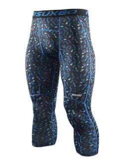 ARSUXEO Herren 3/4 Kompression Strumpfhosen Männer Laufen Leggings Capri Hosen Sport Fitnessstudio K75 Farbe Mi Blau Größe M von ARSUXEO