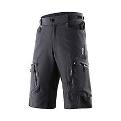 ARSUXEO Herren Radhose Loose Fit MTB Shorts Wasserabweisende Outdoor Sporthose mit 7 Taschen 1202 Grau L von ARSUXEO