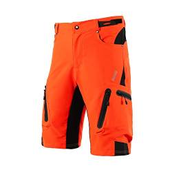 ARSUXEO Herren Radhose Loose Fit MTB Shorts Wasserabweisende Outdoor Sporthose mit 7 Taschen 1202 Orange L von ARSUXEO
