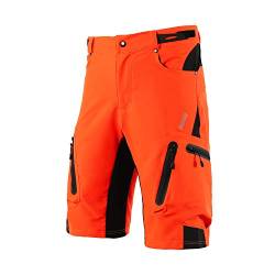 ARSUXEO Herren Radhose Loose Fit MTB Shorts Wasserabweisende Outdoor Sporthose mit 7 Taschen 1202 Orange M von ARSUXEO