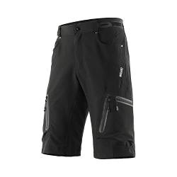 ARSUXEO Herren Radhose Loose Fit MTB Shorts Wasserabweisende Outdoor Sporthose mit 7 Taschen 1202 Schwarz L von ARSUXEO