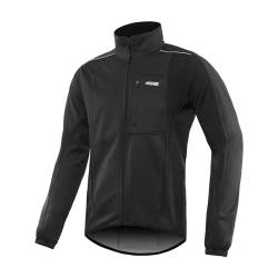 ARSUXEO Herren Radjacke wasserdicht Winddicht Winter Thermal Atmungsaktiv Fahrradbekleidung 15K Schwarz XXL von ARSUXEO