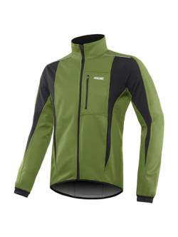 ARSUXEO Herren Radjacke wasserdicht winddicht Winter Thermal Atmungsaktiv Fahrradbekleidung 15K Armeegrün XL von ARSUXEO