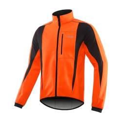 ARSUXEO Herren Radjacke wasserdicht winddicht Winter Thermal Atmungsaktiv Fahrradbekleidung 15K Orange L von ARSUXEO