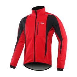 ARSUXEO Herren Radjacke wasserdicht winddicht Winter Thermal Atmungsaktiv Fahrradbekleidung 15K Rot M von ARSUXEO