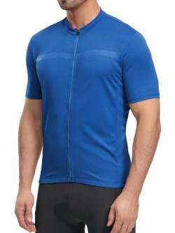 ARSUXEO Herren Radtrikot Kurzarm Slim Fit Bike Fahrrad Biking Shirt für Road Gravel Mountainbike, Blau, XL von ARSUXEO