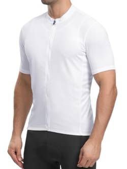 ARSUXEO Herren Radtrikot Kurzarm Slim Fit Bike Fahrrad Biking Shirt für Road Gravel Mountainbike, Weiss/opulenter Garten, Mittel von ARSUXEO