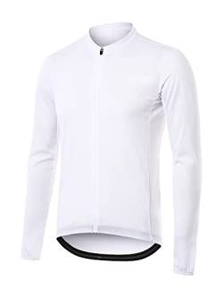 ARSUXEO Herren Radtrikot Langarm ultraleichtes Fahrradtrikot Slim Fit Bike Trikot Radfahren Radsport Shirt 6038 weiß L von ARSUXEO