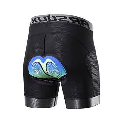 ARSUXEO Herren-Radunterwäsche, 3D-Gel-gepolsterte Fahrrad-Shorts für Männer, Fahrrad-Shorts, schwarz, Groß von ARSUXEO