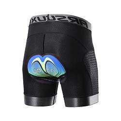 ARSUXEO Herren-Radunterwäsche, 3D-Gel-gepolsterte Fahrrad-Shorts für Männer, Fahrrad-Shorts - Schwarz - X-Groß von ARSUXEO