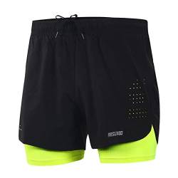 ARSUXEO Laufhose Herren Am Laufen Kurze Hose Gym Shorts mit Kompressionshose 2 in 1 Laufshorts für Fußball, Basketball oder das tägliche Leben B179 grün S von ARSUXEO