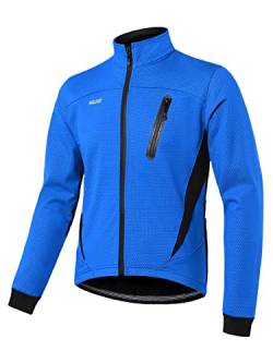 ARSUXEO Radjacke Herren Winter Thermal MTB Bike Jacke Softshell Mantel für Wasser- und Winddicht 16H Blau M von ARSUXEO