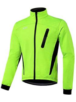 ARSUXEO Radjacke Herren Winter Thermal MTB Bike Jacke Softshell Mantel für Wasser- und Winddicht 16H Grün M von ARSUXEO