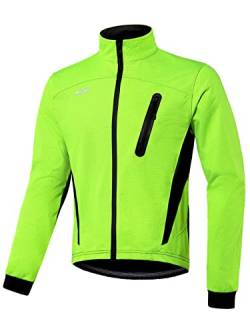 ARSUXEO Radjacke Herren Winter Thermal MTB Bike Jacke Softshell Mantel für Wasser- und Winddicht 16H Grün S von ARSUXEO