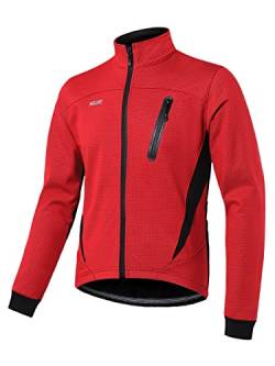 ARSUXEO Radjacke Herren Winter Thermal MTB Bike Jacke Softshell Mantel für Wasser- und Winddicht 16H Rot M von ARSUXEO