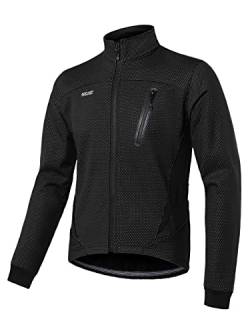 ARSUXEO Radjacke Herren Winter Thermal MTB Bike Jacke Softshell Mantel für Wasser- und Winddicht 16H Schwarz S von ARSUXEO