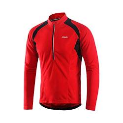 ARSUXEO Radtrikot Herren Langarm MTB Jersey Halber Reißverschluss Radbekleidung 6031 Rot L von ARSUXEO