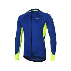 ARSUXEO Radtrikot für Herren, Fahrradtrikot Langarm, Radfahren Shirt, Radsport Trikot MTB Jersey Mountainbike Fahrrad-Bekleidung 6030 blau XXL von ARSUXEO