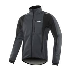 ArSUXEO Winter Warm Up Thermo Softshell Fahrradjacke Winddicht Wasserdicht 15k - Grau - X-Groß von ARSUXEO