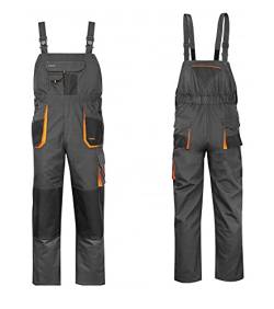 ART.MAS Latzhose Arbeitshose Classic Handwerker KFZ Gärtner Mechaniker 270g/m2 (50, Graphit/orange) von ART.MAS