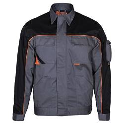 ARTMAS Professional Arbeitsjacke Professionelle Herren-Arbeitsjacke, Winddicht Jacke für den Installateur, Belüftung auf der Rückseite, mit Taschen, leichte, verstärkte Schutz; graue Farbe; (48) von ART.MAS