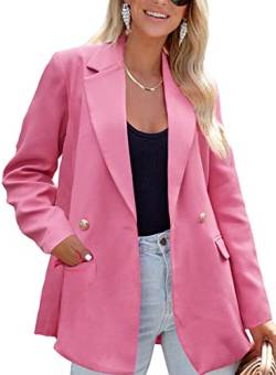 ARTFREE Lässiger Blazer für Damen, mit Knöpfen, lange Ärmel, Arbeit, Business, Mode, Blazer, Jacken, Outfits mit Taschen, Fuchsia, M von ARTFREE