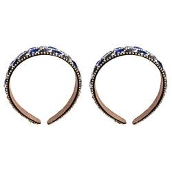 2 Stück Strass breit handgefertigt Mädchen Mädchen elastisch barock breit und Haar Frauen Hochzeit weiblich elegant zart Accessoires Creolen Kristall for Vintage blau gepolstert von ARTSIM