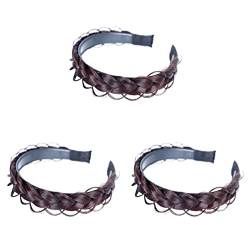 2er Pack Damenhaar geflochten Kunsthaar Stirnband geflochten Stirnband breit geflochten Zöpfe Stirnbänder Synthetik geflochten (Color : Dark Brownx3pcs, Size : 30X3CMx3pcs) von ARTSIM