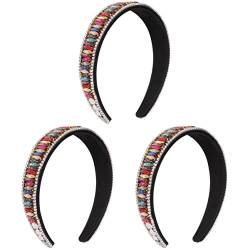 3pcs stilvolles Haar breites Zubehör Haarband for modisches Stirnband Kristall Bling Hoop Perlen Exquisite Hochzeit Kopfschmuck Strass Stirnbänder verschönert Frauen zarte Frau (Color : Colorfulx3pcs von ARTSIM