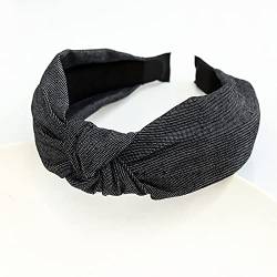Denim Tie Knoten Haarband Kreuz Stirnband for Frauen Mädchen Haarschmuck Buntes Geschenk (Color : Black 1) von ARTSIM
