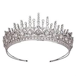 Haarband Tiara und Krone Wunderschöne Mode Hochzeit Stirnband Party Haarschmuck Boutique (Metallfarbe: Weißgold) (Color : White Gold, Size : 25mm) von ARTSIM